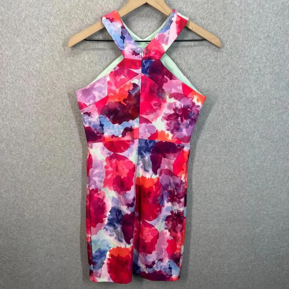 Trina Turk Delano Watercolor-‎ Print Race Back Fitted Dress Womens Size 0 NWT - Picture 4 of 10